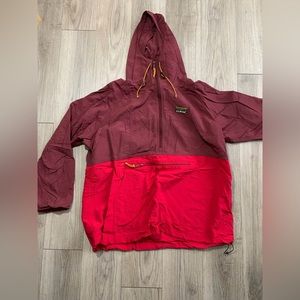 LLBean Quarter Zip Anorak, Maroon and Red, XL